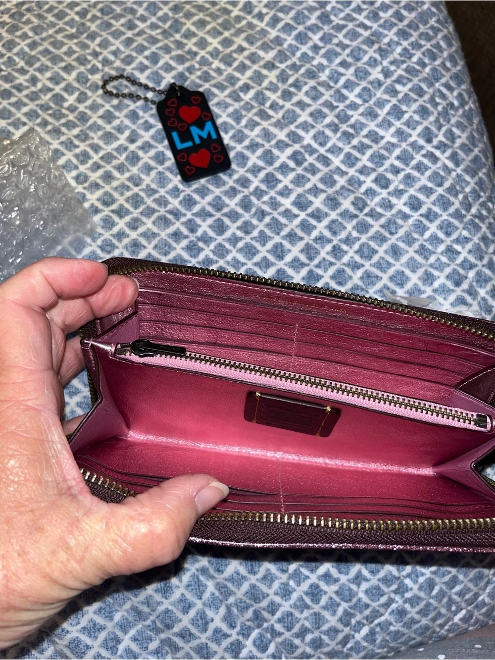Coach Leather Zip Around Wallet -